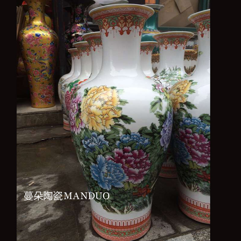 In jingdezhen, the peony design and color is 70 cm tall sitting room place vases, welcome feel affordable decorative vase