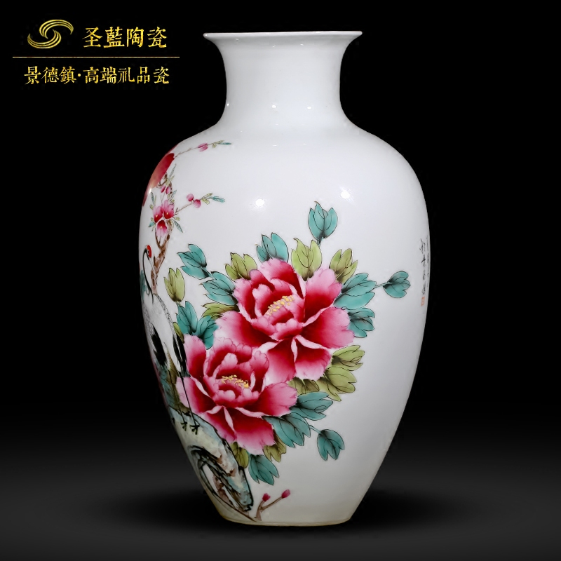 Famous master of jingdezhen ceramics hand - made vases, Chinese style living room decoration handicraft penjing collection certificate