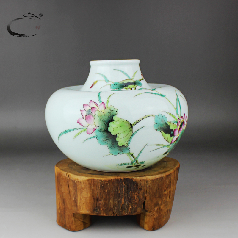 And auspicious pastel peaceful elegant POTS of jingdezhen ceramic tea pot hand - made ceramic jar airtight jar of tea set