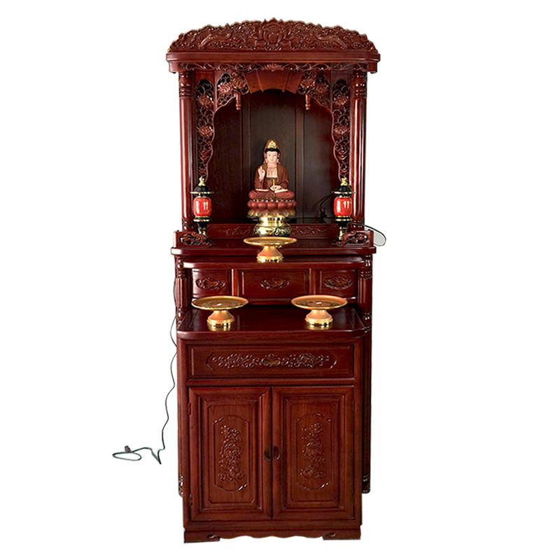 实木榆木佛龛立柜带门吊柜财神佛柜观音供台关公神台神柜佛具
