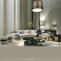 Hong Kong-style light luxury four-person sofa post-modern curved sofa metal split sofa minimalist model room sofa customized