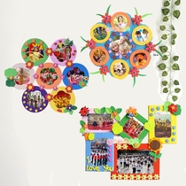 Kindergarten classroom wall layout DIY handmade material package photo frame EVA color foam wall sticker combination photo frame
