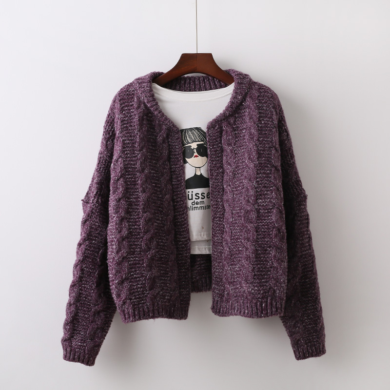 春季毛衣开衫女士无扣针织衫衣服复古麻花外套女短款毛线衣韩版潮