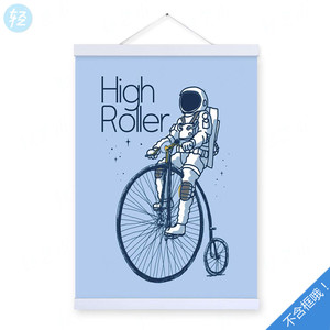 轻艺术定制英文自行车宇航员海报画芯 现代创