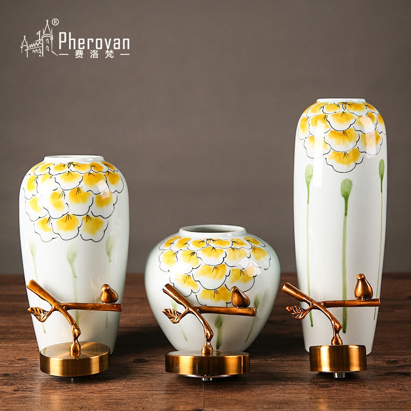 European home furnishing articles example room decorations desktop decoration ceramic vases, flower art simulation flower decoration suit