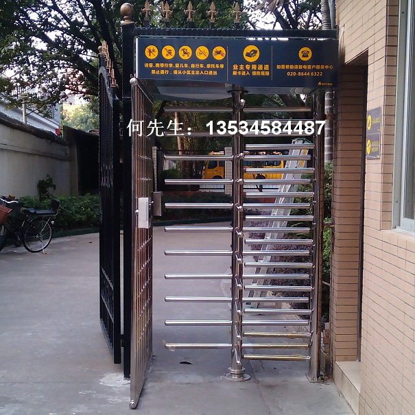 全高旋转门 全高栅栏式转闸门 304不锈钢转闸 90度十字全高单旋门