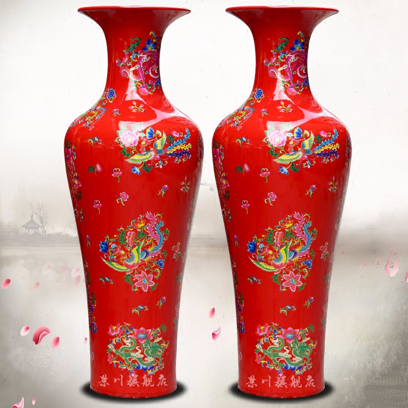 Jingdezhen ceramic Chinese red in extremely good fortune of large vases, flower arrangement home sitting room hotel office furnishing articles
