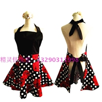 Black rose stitching big skirt apron polka dot princess home fashion apron beauty nail Cafe Restaurant