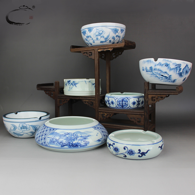 Restoring ancient ways and auspicious jingdezhen large ceramic hand - made porcelain ashtrays home furnishing articles decorate gifts tea accessories