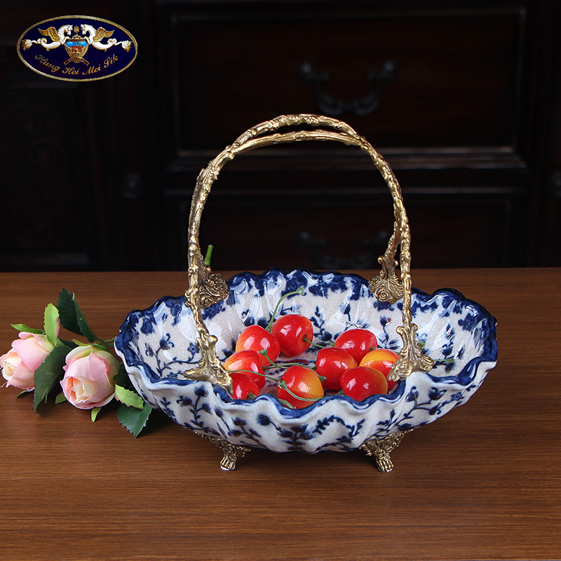 Europe type restoring ancient ways ceramic dry fruit bowl sitting room tea table furnishing articles of key-2 luxury creative American household act the role ofing is tasted the receive plate decoration