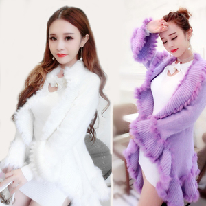 日系甜美兔毛<em>毛衣外套</em>针织<em>开衫</em>韩版<em>中长款毛衣</em>