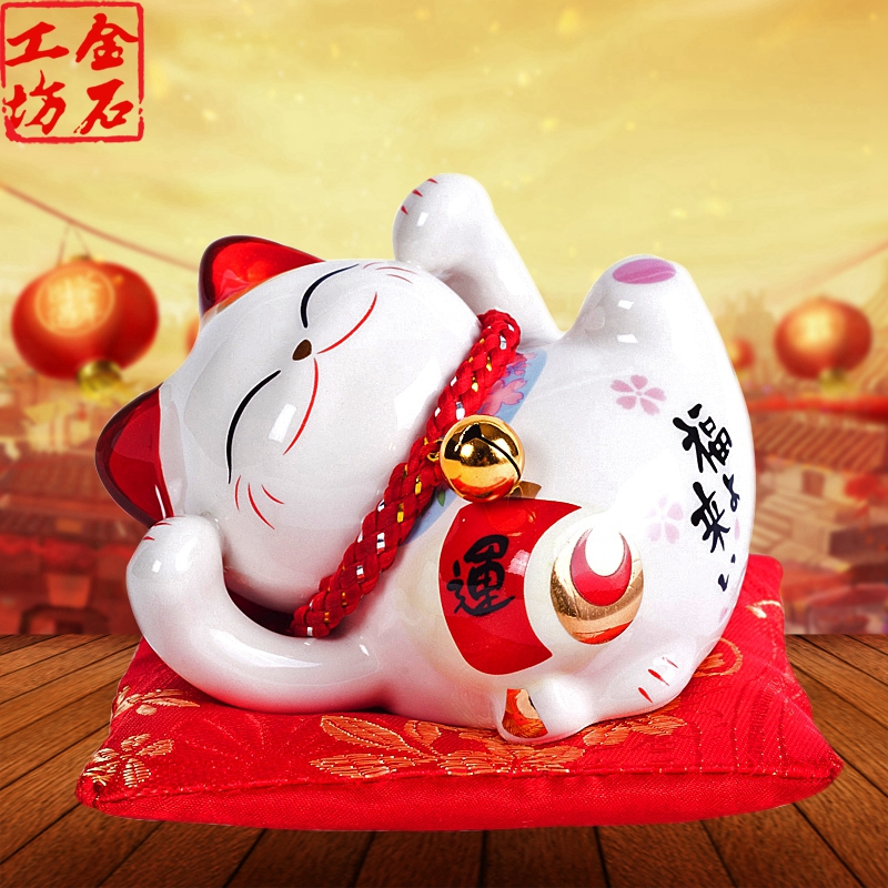 Stone workshop mini plutus cat trumpet furnishing articles piggy bank ceramic household adornment birthday gift in the New Year