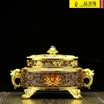 Buddhist supplies home exquisite classical pan incense burner Tibetan incense burner double ear for incense burner lotus incense burner