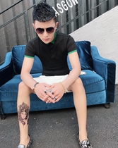 Comfortable new summer short sleeve T-shirt men Korean version of Super slim trend handsome young men shirt collar polo shirt