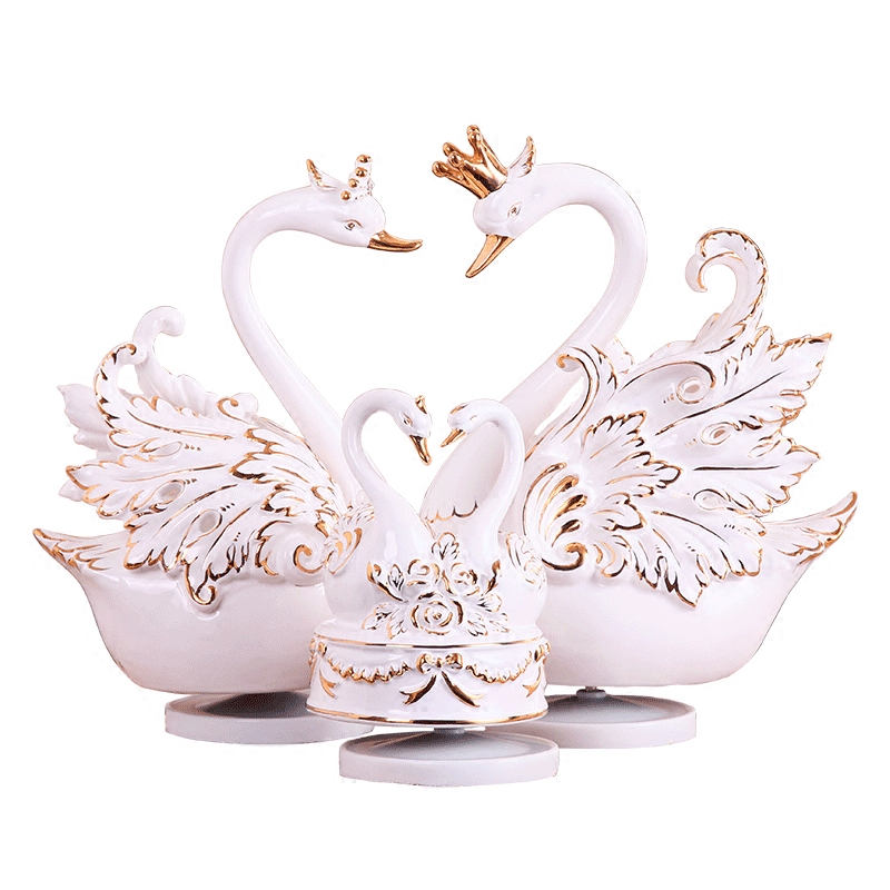 European furnishing articles creative home decoration new romantic move ceramic swan music box of girlfriends wedding gift