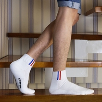 Autumn and winter mens mid-tube socks trend sports breathable deodorant towel bottom thickened warm socks high-top Korean white socks