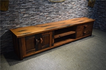 Old ship wood furniture TV cabinet Living room full solid wood minimalist TV cabinet Short cabinet Log Chinese Lockers Landing Cabinet