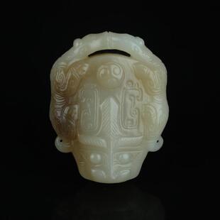 商周/古玉/老玉/籽料兽面纹玉佩/油润包浆/包老到代