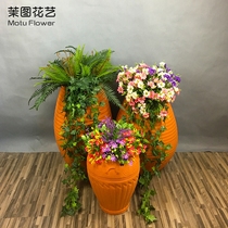 Moto flower arrangement floral simulation flower fake flower living room office Hotel Club project decoration decoration decoration floor set