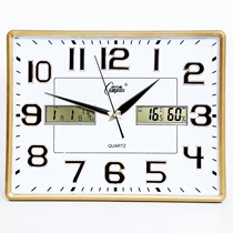 Kangba Silk wall clock Calendar clock mute clock Simple square living room clock Bedroom household 20-inch quartz clock