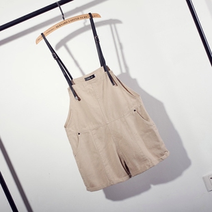 吊带 背带裤女夏 宽松学生韩版bf可爱高腰显瘦休闲 短裤 阔腿吊带裤