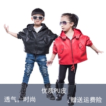 Girls Leather Jacket 2021 New Korean Spring and Autumn Childrens Bat Sleeve Jacket Hooded Jacket Broken Clearance