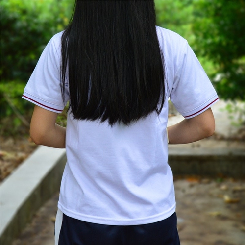普宁二中校服女夏高中校服t白色翻领中学生韩版校服校园风女装
