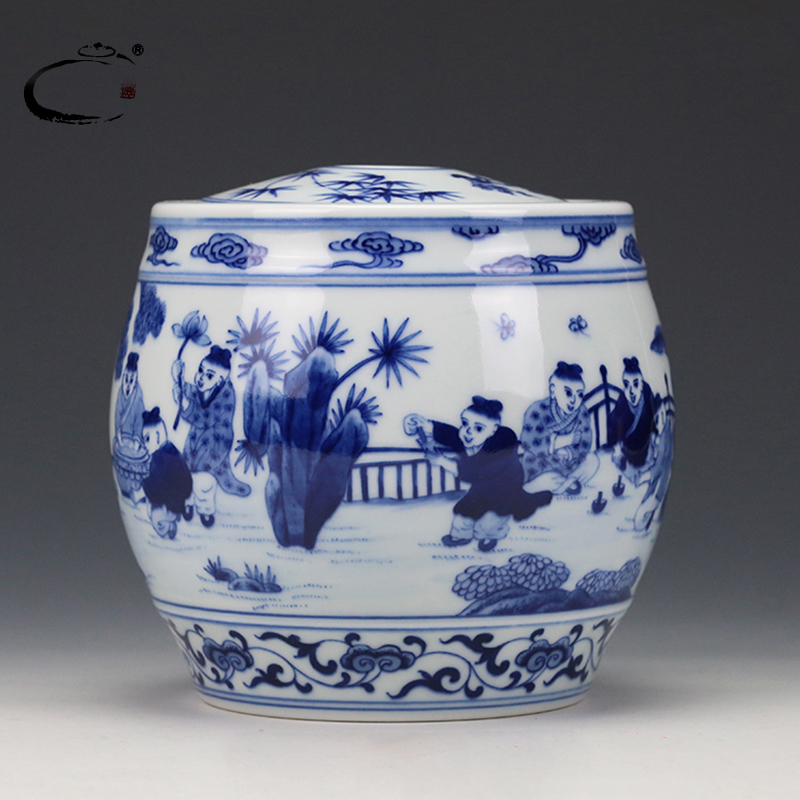 Jing DE and auspicious tea ware jingdezhen manual scattered blue and white baby play pot of tea POTS gift packaging POTS