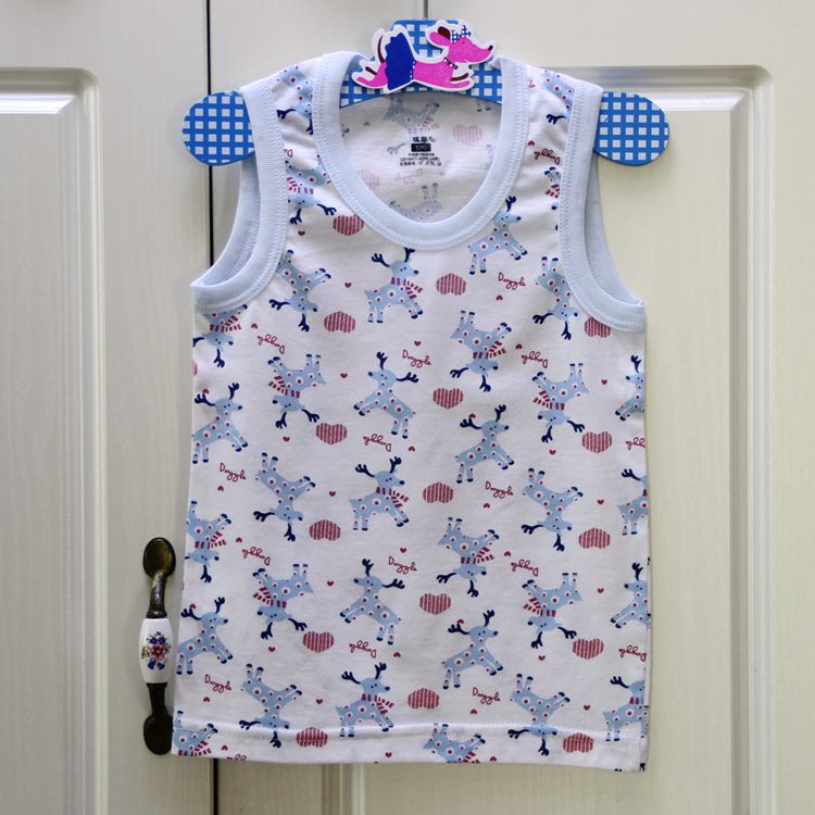 Warm Sun Children Summer Bamboo Fiber Vest Baby Thin cool vest boy girl wide shoulder printed vest