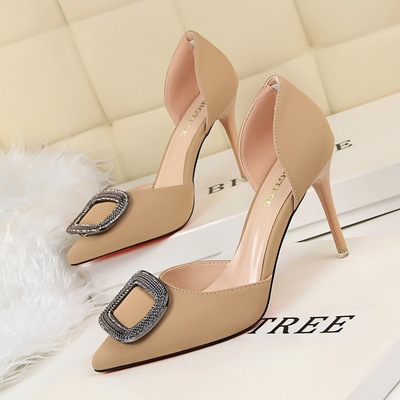 895-1 han edition fashion contracted professional OL shoes high heel with shallow mouth pointed hollow out belt buckle s