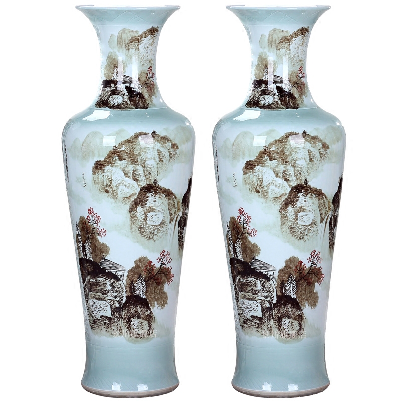 Jingdezhen ceramics much money hand draw freehand brushwork in traditional Chinese landscape painting of large vases, modern living room to live in a large place