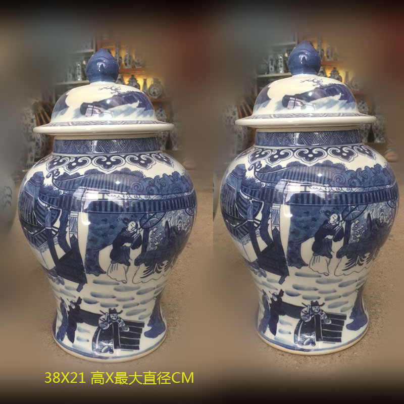 Jingdezhen porcelain 40 to 50 to 60 high general porcelain pot lady general war horse general character square tank