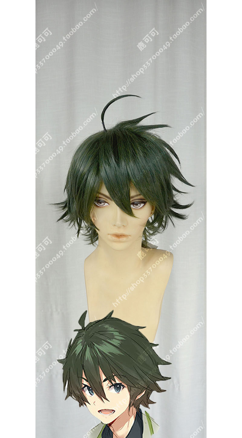 无彩限的怪灵世界一条晴彦绿黑色呆毛固定男万用短发cosplay假发