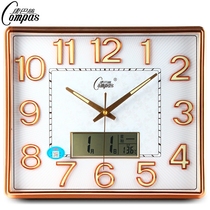  Kangba silk silent living room luminous wall clock Calendar quartz clock Simple clock Fashion wall watch square creative clock