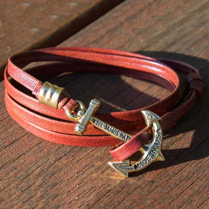 美国手工船锚 KJP时尚皮革多圈手环潮流情侣