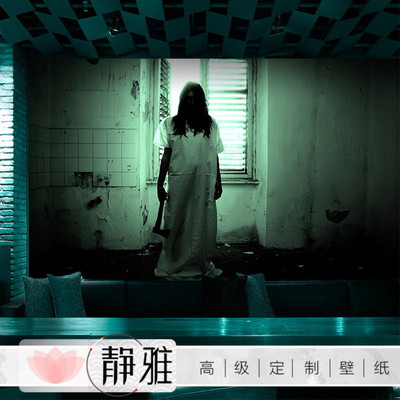 3d恐怖女鬼阴森主题鬼屋背景壁纸惊悚灵异密室逃脱酒吧装修墙纸