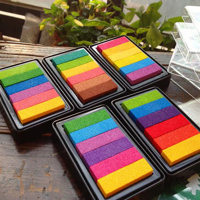 彩色6色大号印泥台可爱印章印油印台手工韩国创意diy材料相册配件