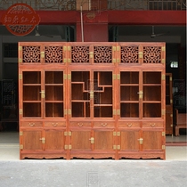 Myanmar rosewood plain three combination bookcase Solid wood bookcase Large fruit rosewood Chinese antique mahogany furniture