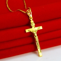 Long time does not fade gold necklace female male cross pendant meteor shower chain simulation Vietnamese gold placer mother
