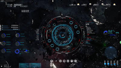 [电脑视频桌面]太空科幻电脑主题 雨滴rainmeter动态壁纸主题桌面