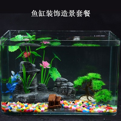 生态金鱼缸造景套餐超白高清玻璃迷你小型热带鱼观赏鱼缸水族箱