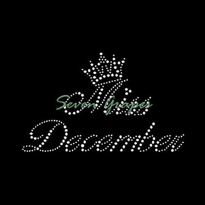 毛衣烫钻服装烫画 流行miss december十二月小姐烫钻图案设计