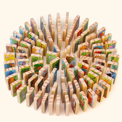 789岁儿童益智多米诺骨牌 训练耐心专注力积木制机关成人比赛玩具