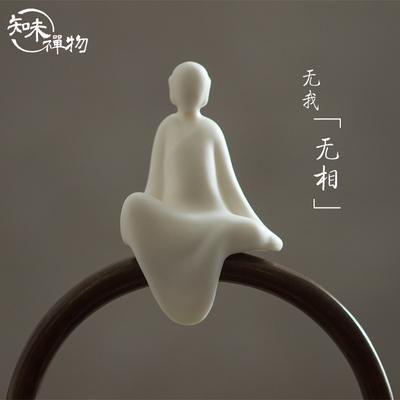 精品羊脂白陶瓷小和尚禅意人物茶宠摆件创意家居饰品茶道茶具配件