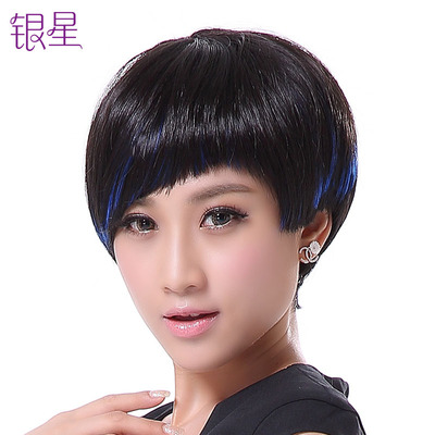 短发女假发时尚挑染短直发套bobo头个性斜刘海修脸蓬松女生个性潮