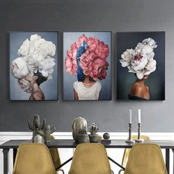 RecommendedModern Figure Lady Head Flower Picture Home Decor Nordic