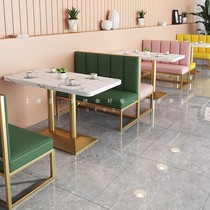 Burger shop wall booth sofa Internet celebrity milk tea shop dessert shop table and chair combination catering restaurant snack fast food restaurant