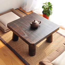 New Japanese-style burnt paulownia small square table, simple tatami bay window table, small coffee table, low table, solid wood floor table bag