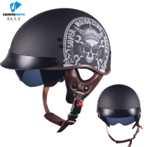 Mr. Motorcycle retro carbon fiber half-helmet male Lady Harley helmet half-covered locomotive summer scoop helmet light portable