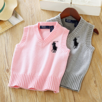  Girls vest sweater 2019 autumn new childrens western-style knitted embroidery female treasure Korean cotton thread all-match vest